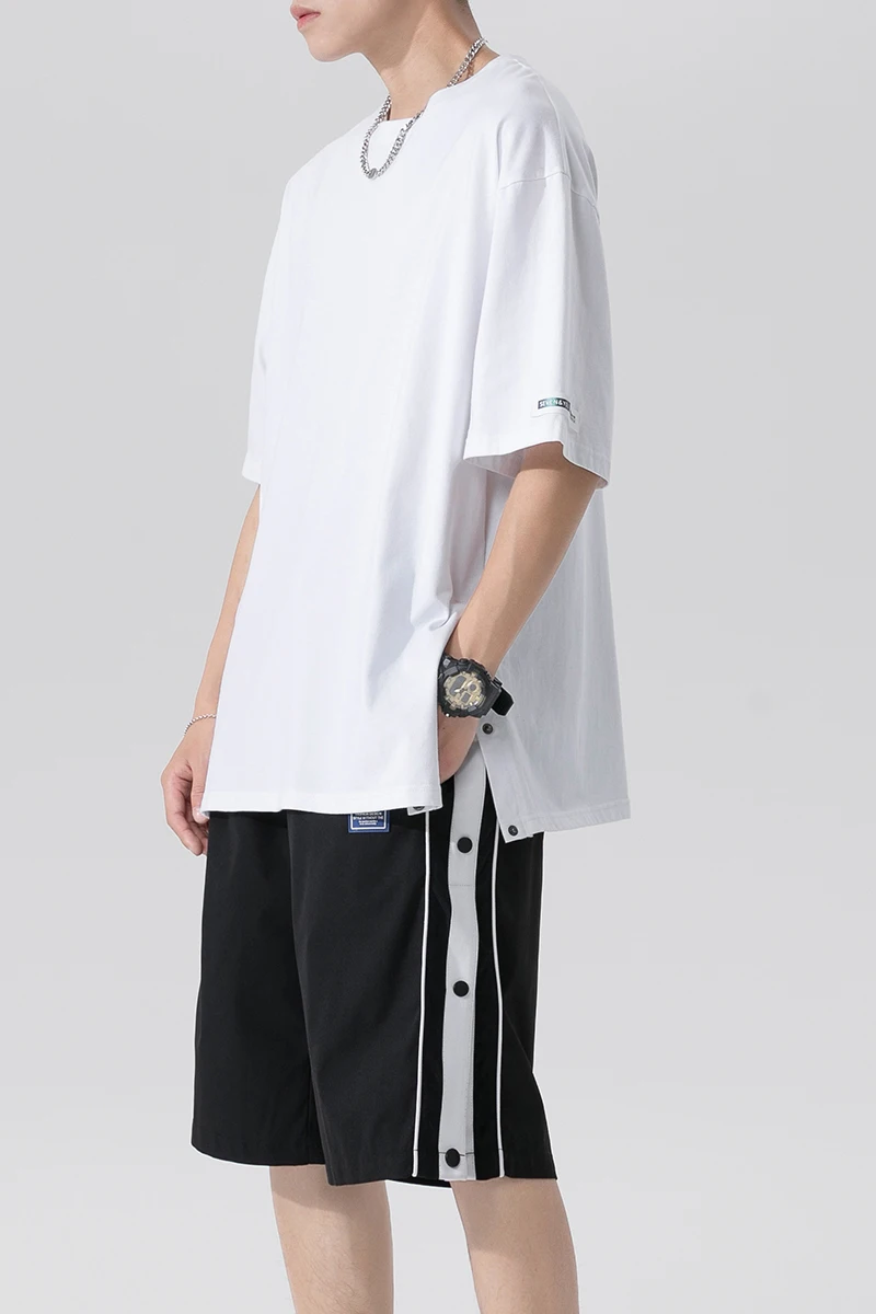 

2021 New Men's T-shirt + Shorts Set Summer Breathable Casual T shirt Running Sets Fashion Harajuku Patchwork Male Sport Suits
