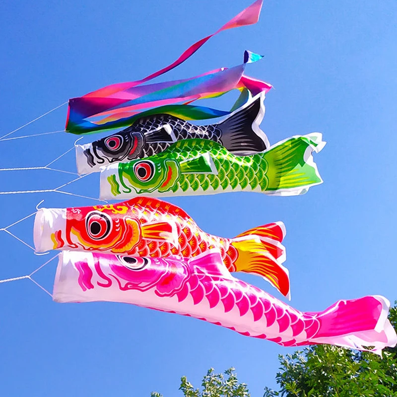 

70cm Japanese Carp Spray Windsock Streamer Fish Flag Koinobori Kite Fish Windsock Carp Wind Sock Flag Garden Yard Decoration