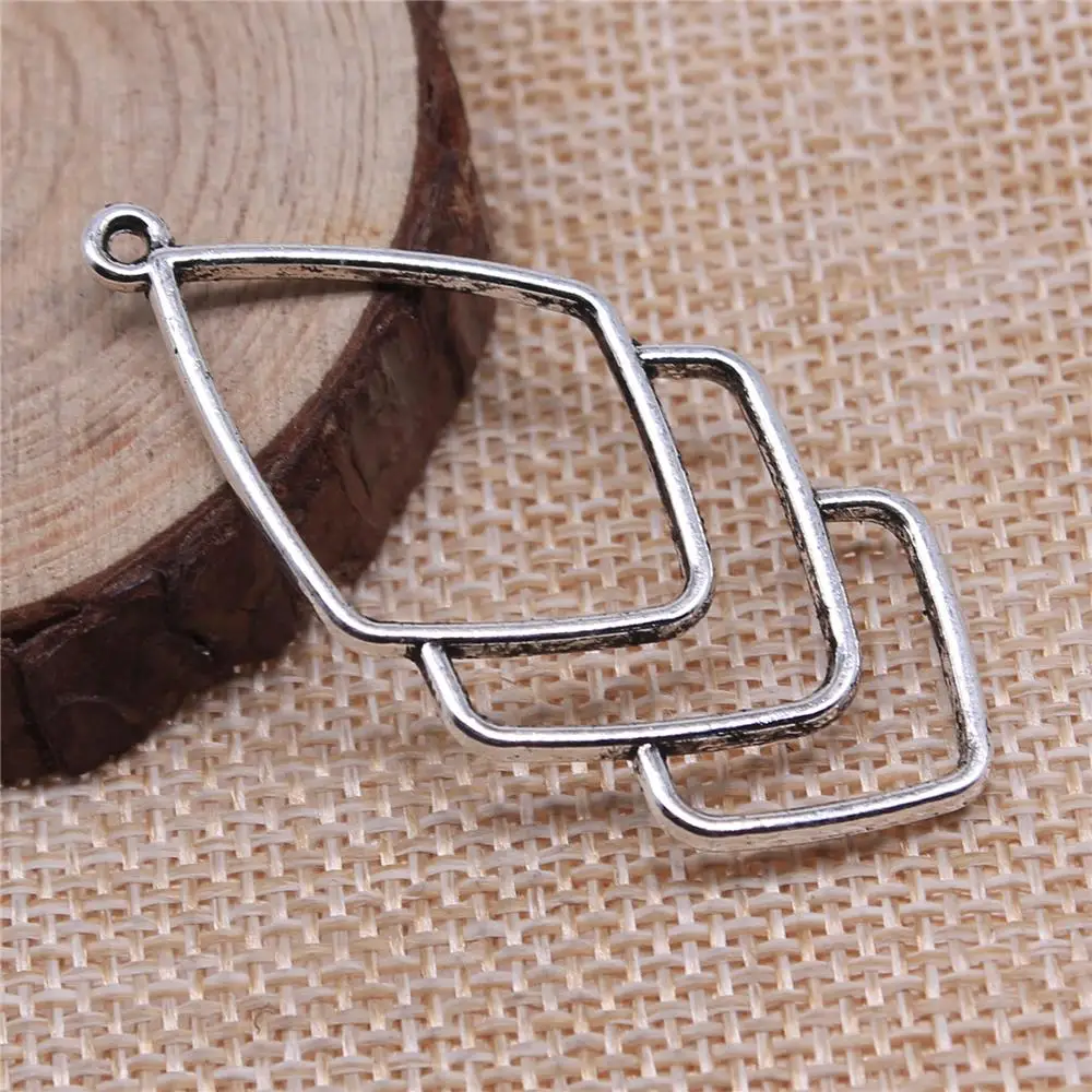 

10Pcs 50x25mm Antique Silver Color Hollow Geometric Earrings Charms For DIY Bracelet Necklace Jewelry Making