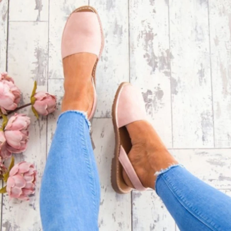 

Women Sandals Fashion Peep Toe Summer Shoes Woman Faux Suede Flat Sandals Size 35-43 Casual Shoes Woman Sandals Zapatos Mujer