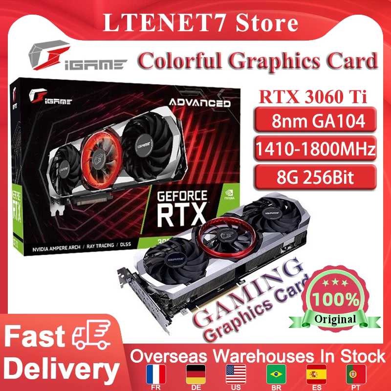

Игровая видеокарта iGame GeForce RTX 3060 Ti, 8 Гб GDDR6