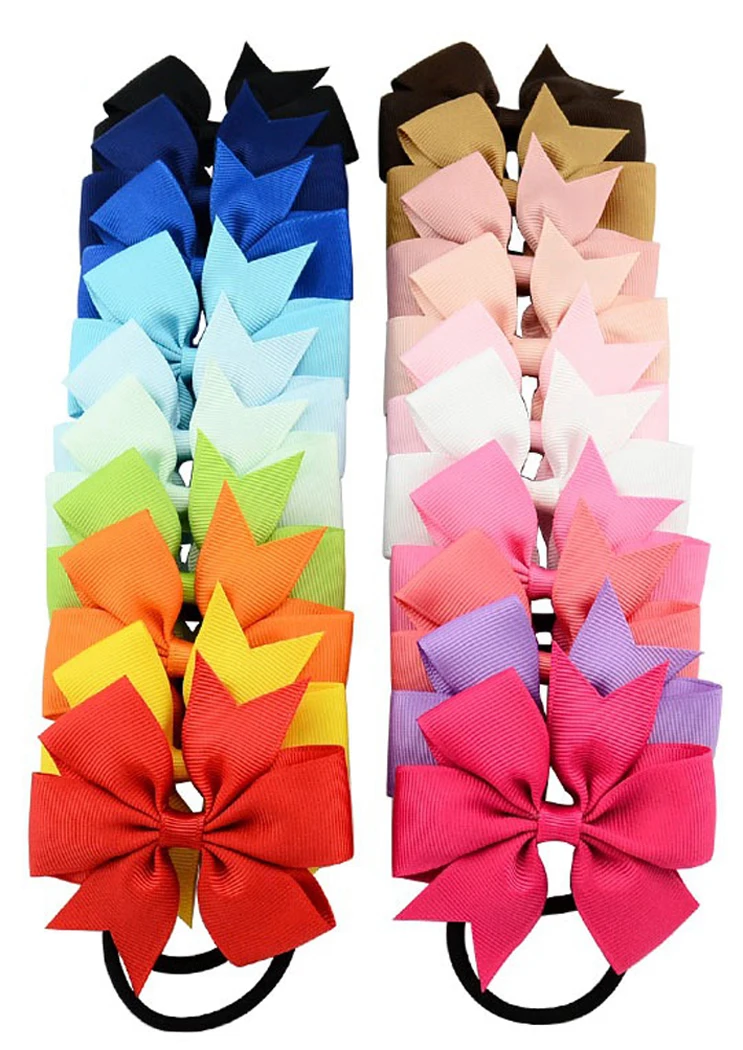 

20Pcs (10Pairs) Baby Girl Grosgrain Ribbon Hair Bows Ponytail Holder Boutique Hair Bows Elastic Tie For Teens And Young Women