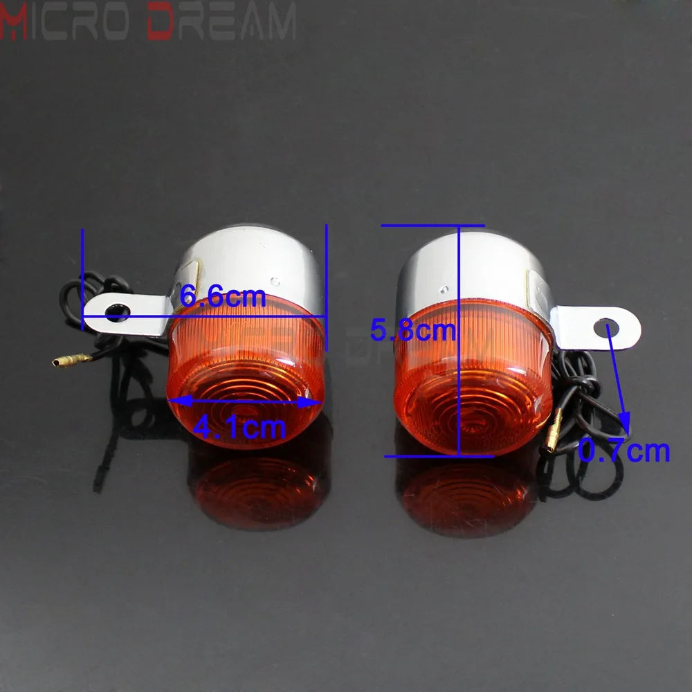 2x Motorcycle 12V Amber Cafe Racer Turn Signal Light Blinkers Flashers For Honda Dax ST50 ST70 CT70 Z50 Chopper Indicators - купить по
