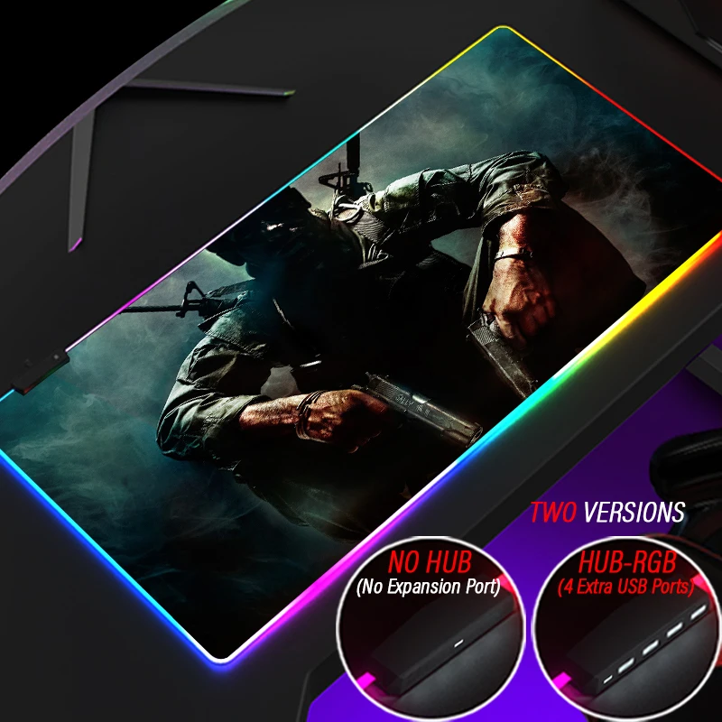 Игровой коврик для мыши с RGB-подсветкой 4 порта USB