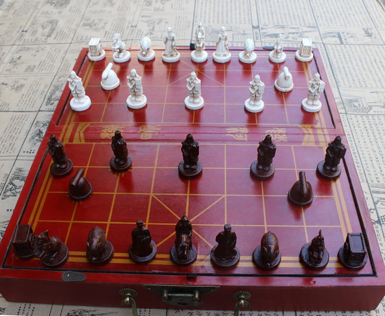 New High-grade Wooden Chinese Chess Game Set Board Game Folding Chessboard Chinese Traditions Chess Resin Chess Pieces living traditions