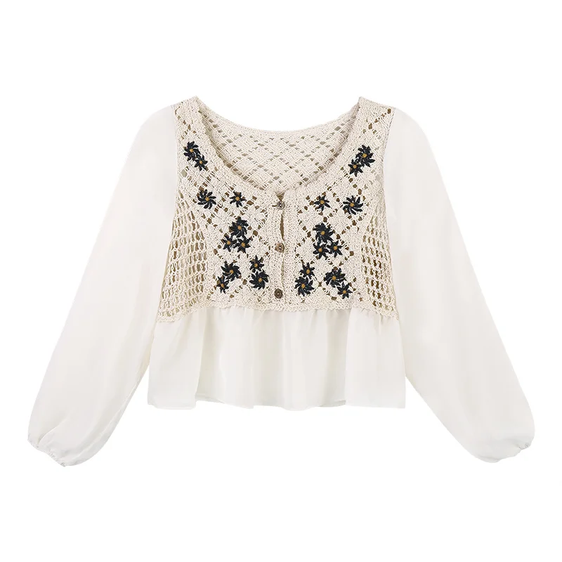 Блузка женская с длинным рукавом V-образным вырезом | Женская одежда