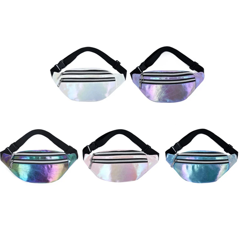 

Waist Packs Laser Bag Womens Shoulder Travel Hand Bag for Girls Colorful Fanny Pack Slim Shiny Bum Hip Bag Belt Pouch Waterproof