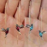 long drop earrings cute butterfly bird pendant tassel crystal pendant earrings ladies jewelry design