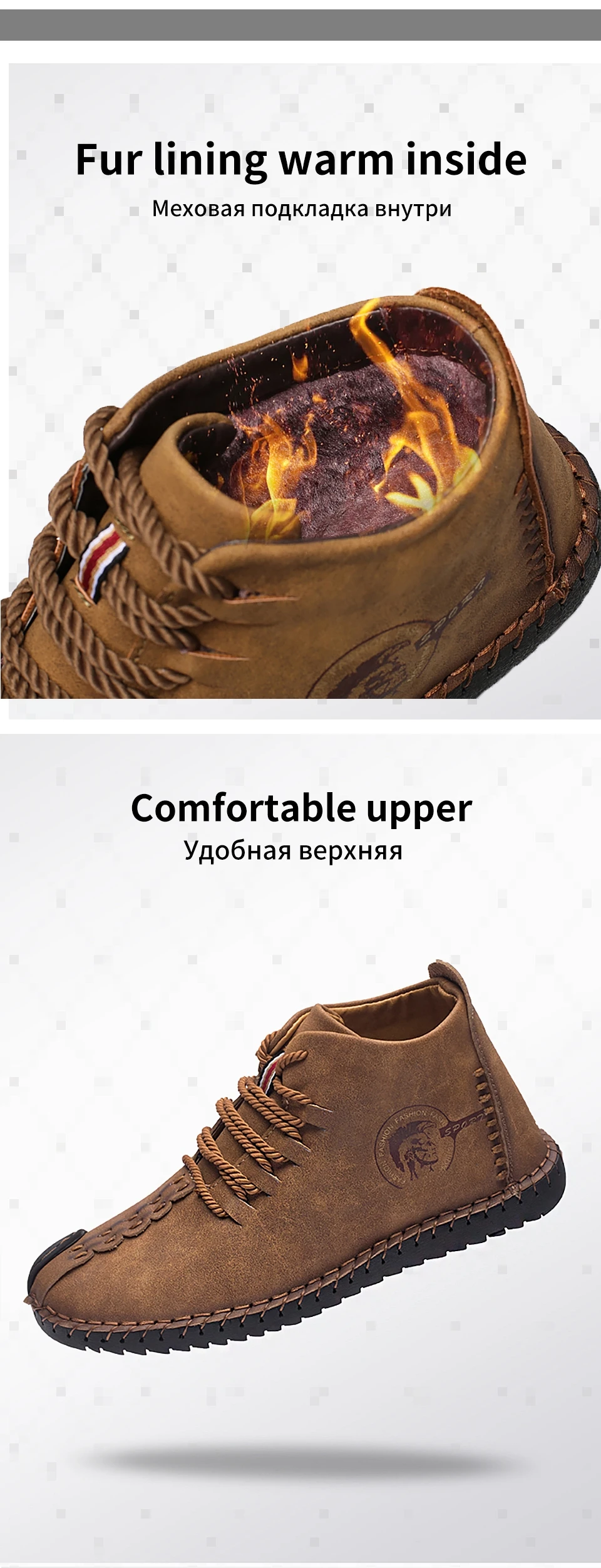 Брендовая мужская зимняя обувь; теплые кожаные зимние ботинки; удобная Высококачественная обувь на плоской подошве; коллекция года; мужские уличные ботинки-светильник; большие размеры