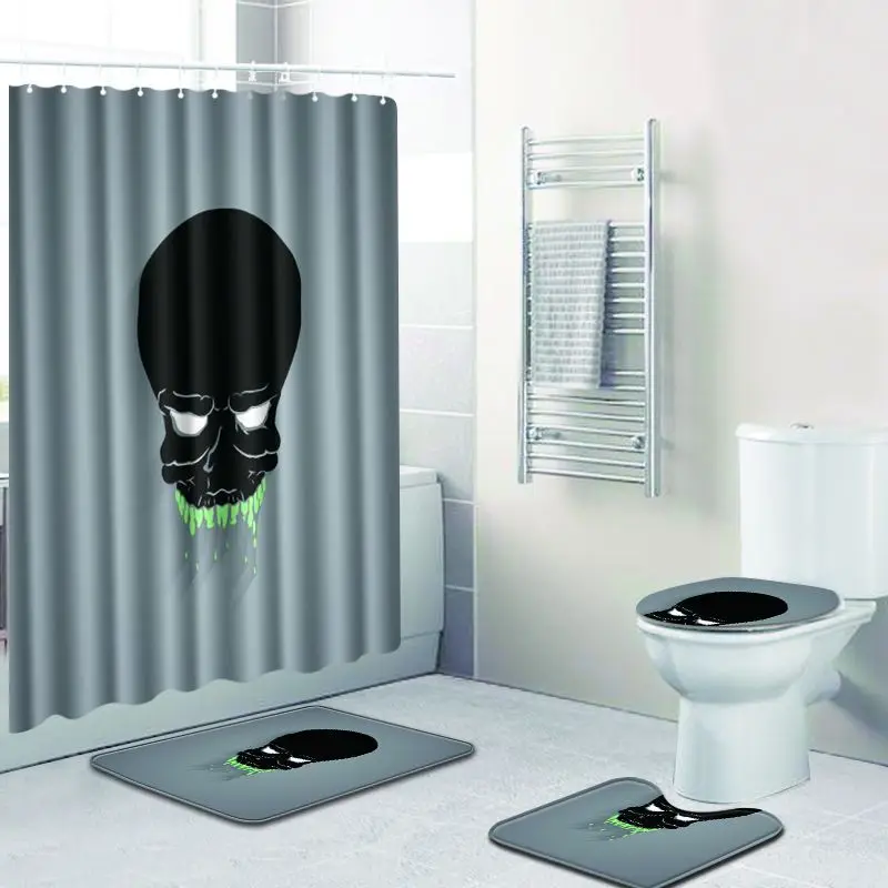 Набор ковриков Zeegle для ванной на Хэллоуин с занавеской душа Впитывающий Коврик