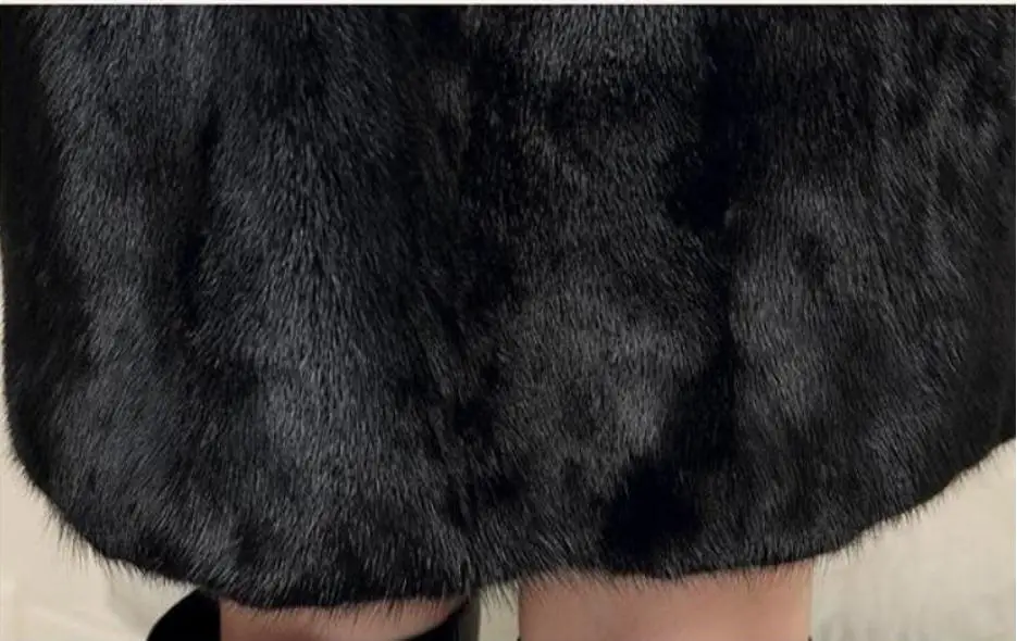 S/6XL Женская длинная куртка с воротником из искусственного лисьего меха Повседневная тонкая шуба из искусственного меха норки большой размер Лоскутная Женская зимняя верхняя одежда J273
