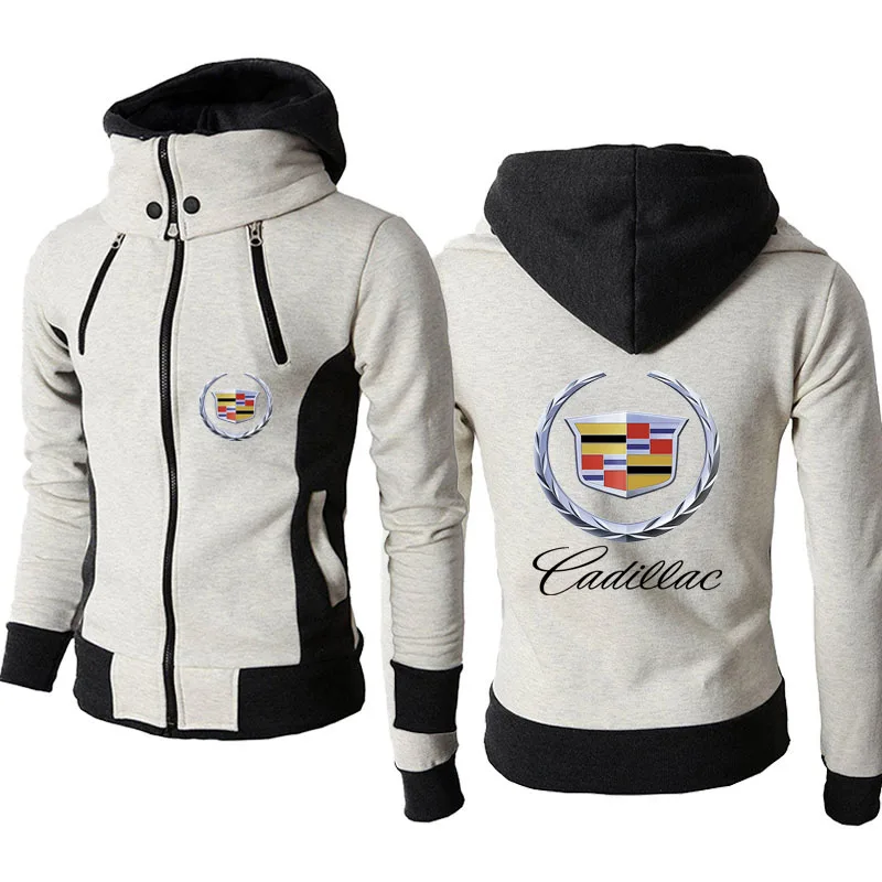 

2021 Zipper Men Jackets Cadillac car logo print Autumn Winter Casual Fleece Zipper Pure Color 100% cotton Thickening Jacket Coat
