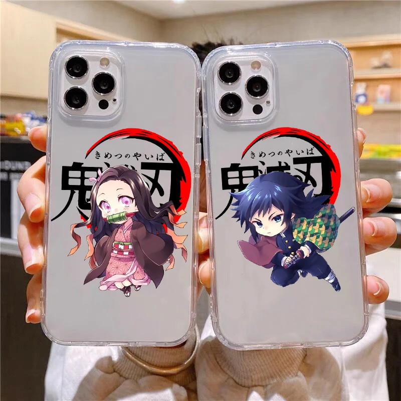

Cute Japan Demon Slayer Case For Iphone 12Pro 13PRO XS max 7 8 Plus XR Anime Kimetsu Soft Phone cover for 11pro max 12 13mini SE