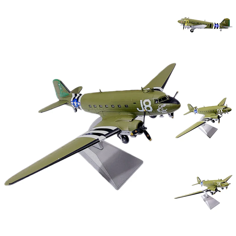 

1:100 Scale WWII U.S.101St Airborne Division C47 Transport Fighter Aircraft Alloy Diecast Model Plane Room Decor