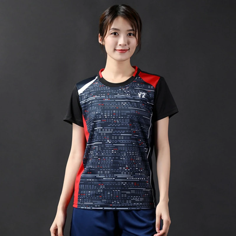 Women Badminton Quick Drying Breathable Lightweight Short Sleeve T Shirt Table Tennis Sportswear Men Training Suits Tops -40