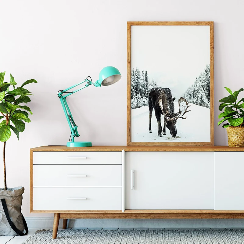 Постеры с лосями и лесом Рождественское настроение принты искусство зимний