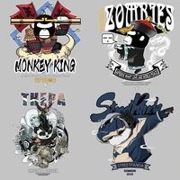 1pcs funny cartoon childrens clothing sticker iron anime heat transfer panda badge on t shirt for kids washable