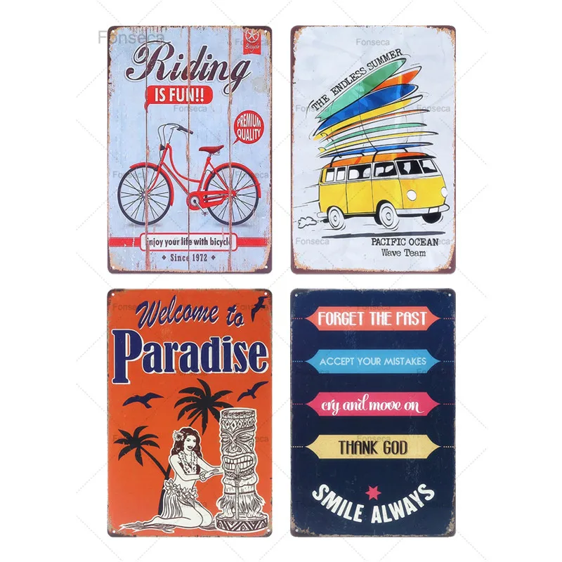 PACIFIC OCEAN Wave Team Shabby Chic Metal Signs Pub Coffee Shop Home Decor Wall Plates Bar Craft Retro BUS Plaque N101 | Дом и сад