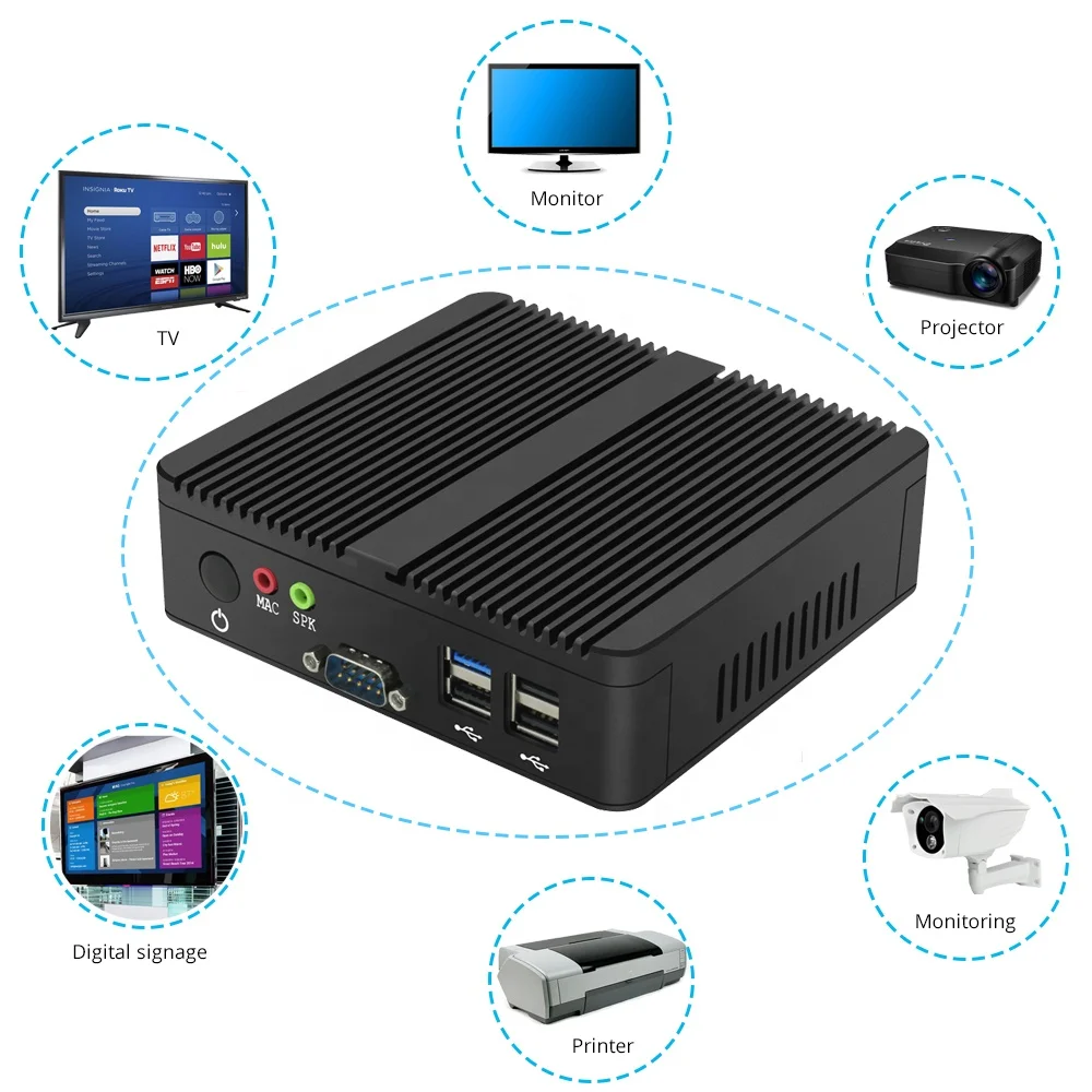 Промышленный мини ПК системный блок автомобильный с Intel N3350 Windows 10 VGA RS232 RJ45|Мини ПК|
