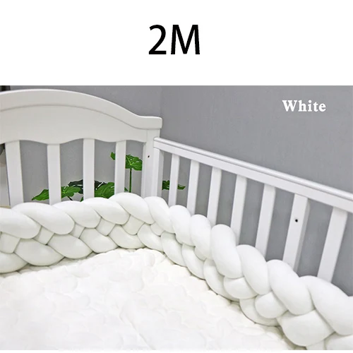 White-2M 4 слойная оплетка с узлом, дизайнерский бампер для детской кровати, индивидуальный, 2 м/3 м, коврик для детской кроватки, защитные бортики для кроватки, аксессуары для постельных принадлежностей, бортики для кроватки - Цвет: White-2M