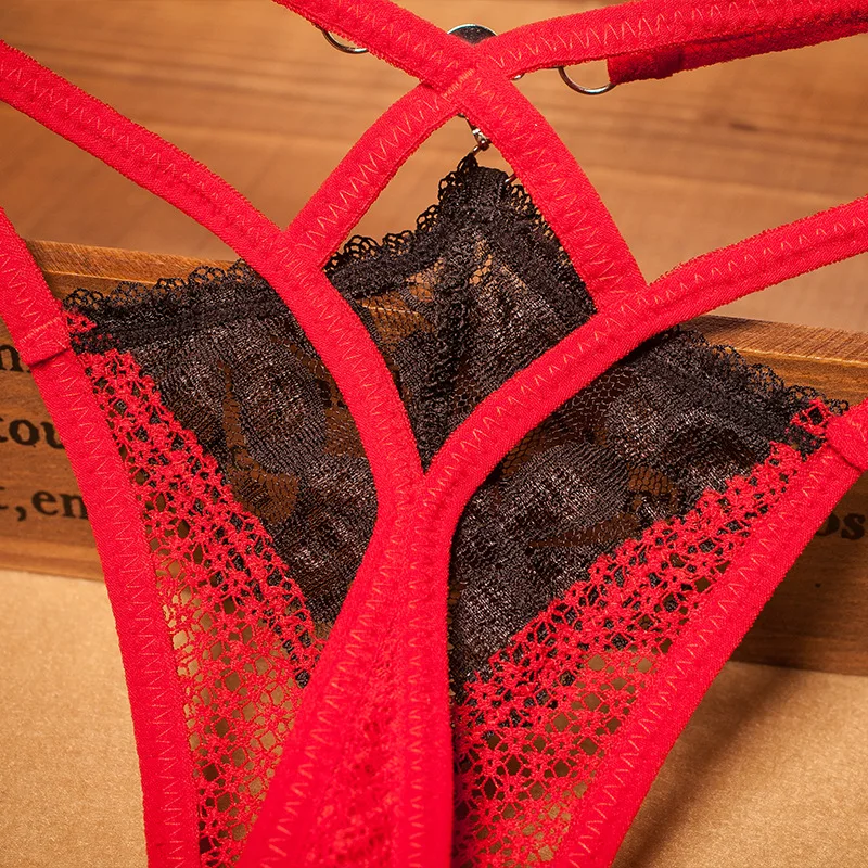 Женские прозрачные кружевные трусики с перекрестными вставками|Женские трусики|