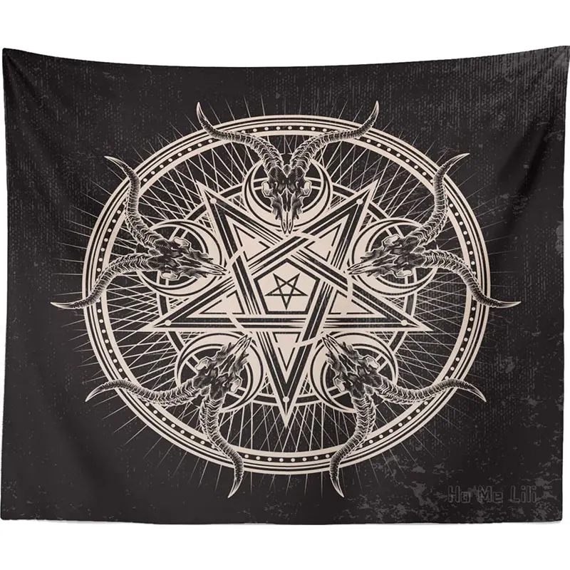 

Occult Tapestry Goat Head Pentagram Gothic Devil Baphomet Wall Hanging