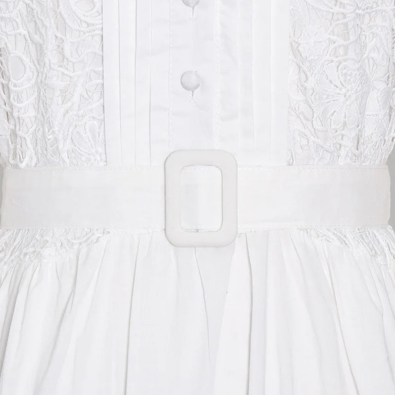 Женское кружевное платье макси летнее ажурное с вышивкой рукавами-фонариками