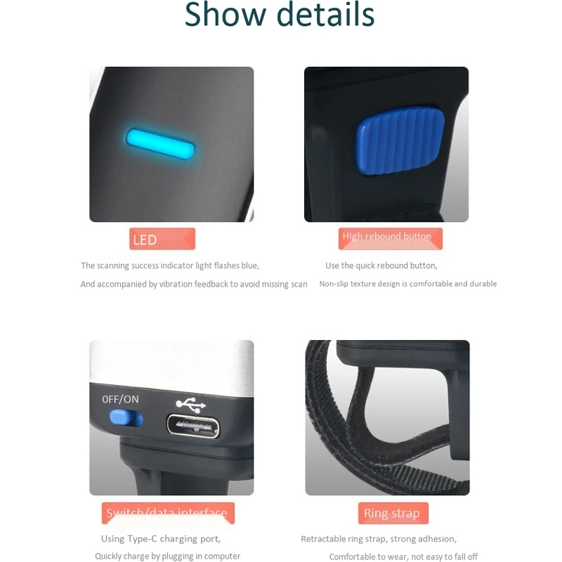 Портативный 1D и 2D Bluetooth сканер штрих-кода портативный беспроводной мини-сканер