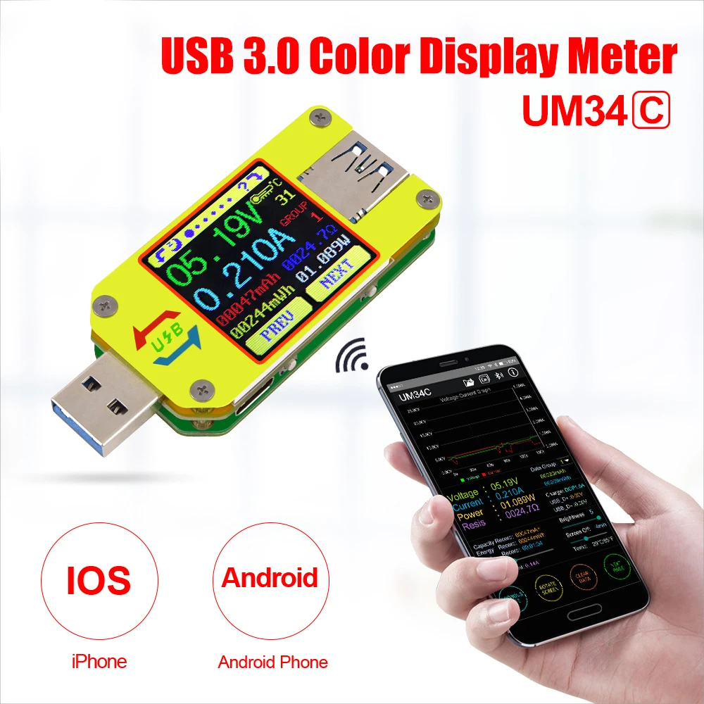 UM34 UM34C UM25 UM25C UM24 UM24C LD25 LD35 цветной ЖК-дисплей USB измеритель напряжения тестер