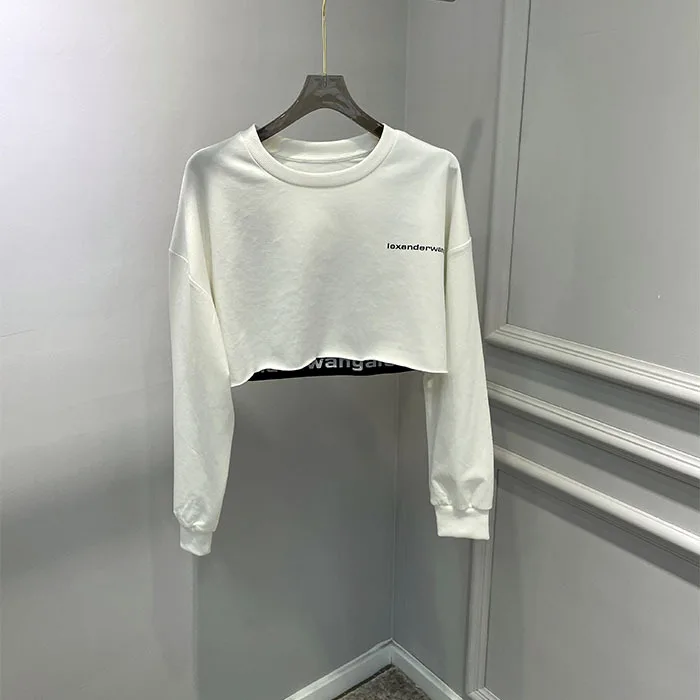 

Костюм из двух предметов 21sswang с надписью лента черно-белая контрастные цвета Женская свободная короткая футболка с круглым вырезом Топ выс...