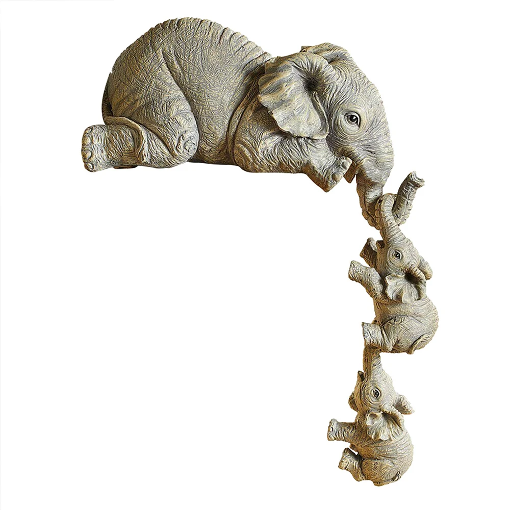 

3-piece Elephants Mother Hanging 2-Babies Figurine Resin Craft Home Decoration Ornaments Figurines Miniatures Crafts Gifts