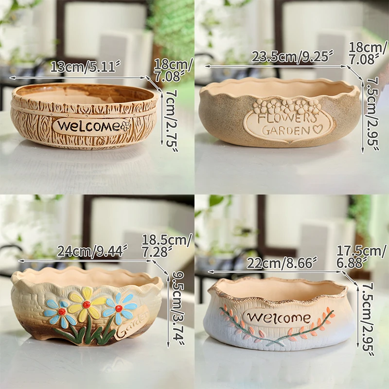 Korean Ins Classics Ceramic Succulent Flower Pot Simple Large Container Desktop Green Planting Girly Gift Home Garden Decoration | Дом и сад