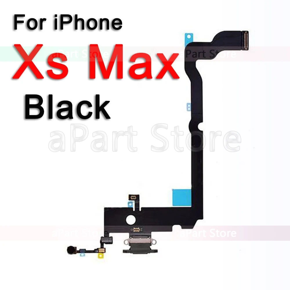 Нижняя док-станция для зарядки для iPhone Xs Max X XR 7 8 Plus USB зарядное устройство Порт платы док-станция разъем микрофон гибкий кабель Замена - Цвет: Xs Max Black