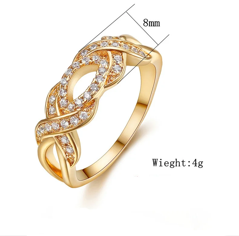 

Fashion 24K Yellow Gold Bow Shaped Diamond Rings for Women Vintage Ring Wedding Engagement Bridal Fine Jewelry Gift 2021 Trend