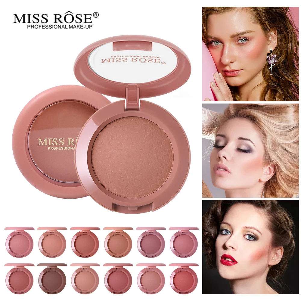 Палитра Miss Rose для румян 12 цветов персиковые щёки мерцающие матовые бронзеры