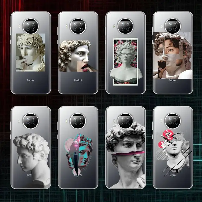 

Abstract Art Statue Phone Case Transparent for xiaomi redmi note 8 9 9s 11 10t lite pro