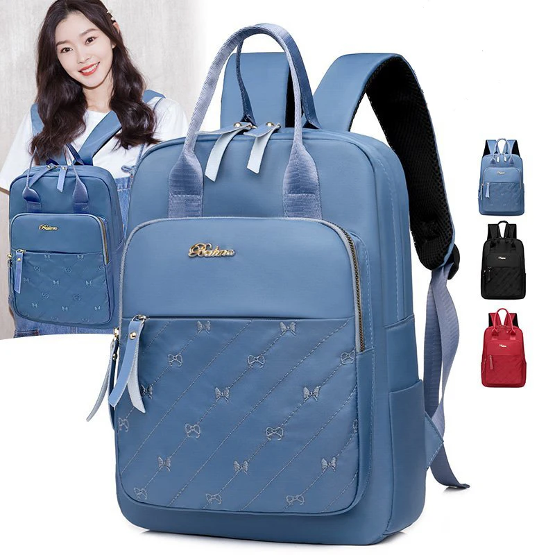 

Large capacity ladies backpack waterproof Oxford student school bag 2021 new embroidery shoulder bag multifunctional travel bag