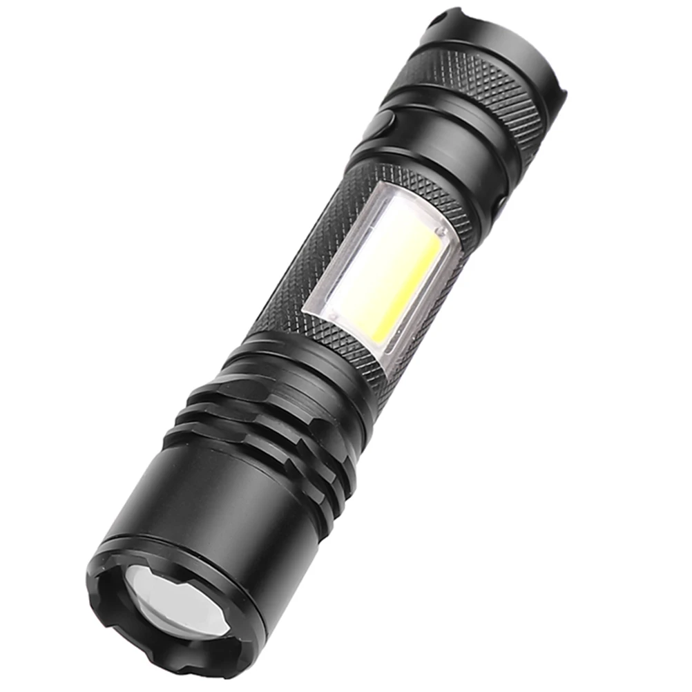 

Aluminum Alloy 4 Gears Press Flashlight Rechargeable Flashlight for Camp (Black)