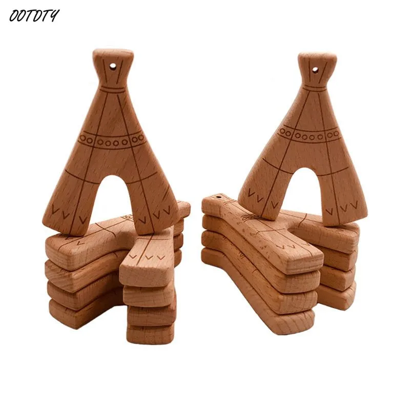 Безопасный детский прорезыватель из бука в форме башни без бисфенола | Мать и