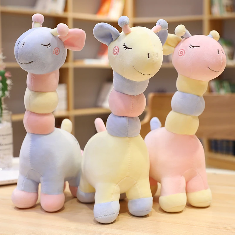 

Candice guo! cute plush toy lovely animal colorful flower leaf pattern giraffe soft sweet doll girl birthday Christmas gift 1pc