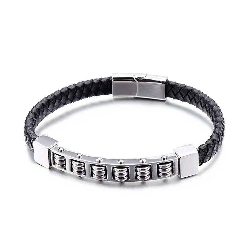 Модные мужские браслеты из нержавеющей стали с бусинами цвета: золотистый