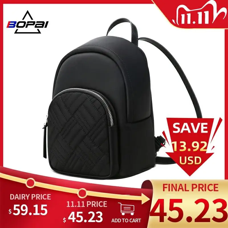 BOPAI мини женский рюкзак маленький кошелек дорожный Водонепроницаемый черный