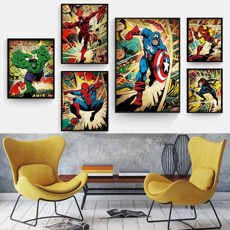 Постеры и принты на холсте с героями комиксов Marvel супергерои Капитан Америка