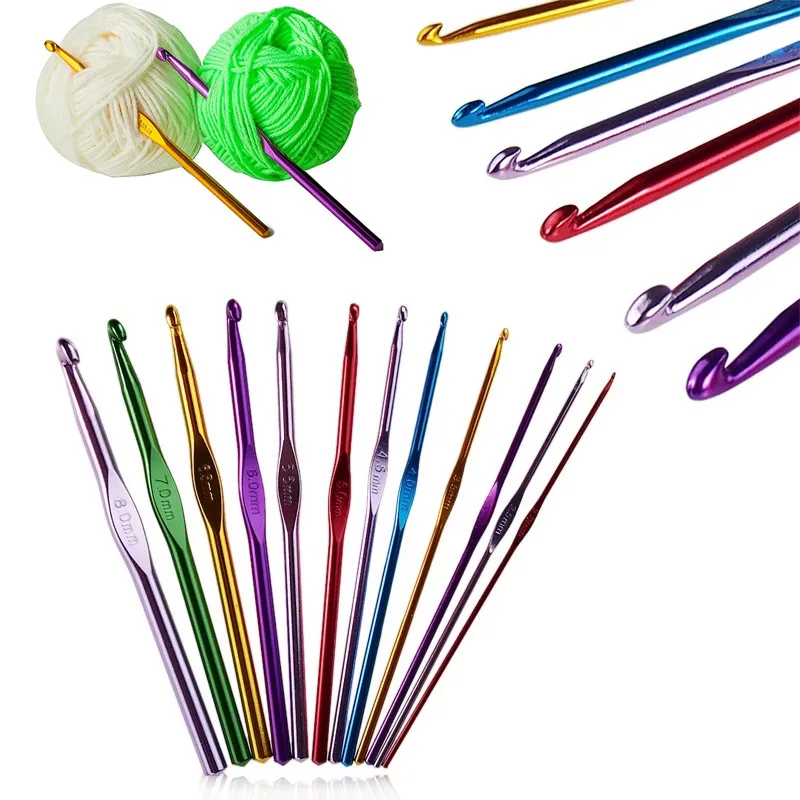 8PCS Aluminum Oxide Knitting Needles Crochet Hooks Weave Set Sweater Yarn Knit hook Tools 2/2.5/3/3.5mm | Дом и сад