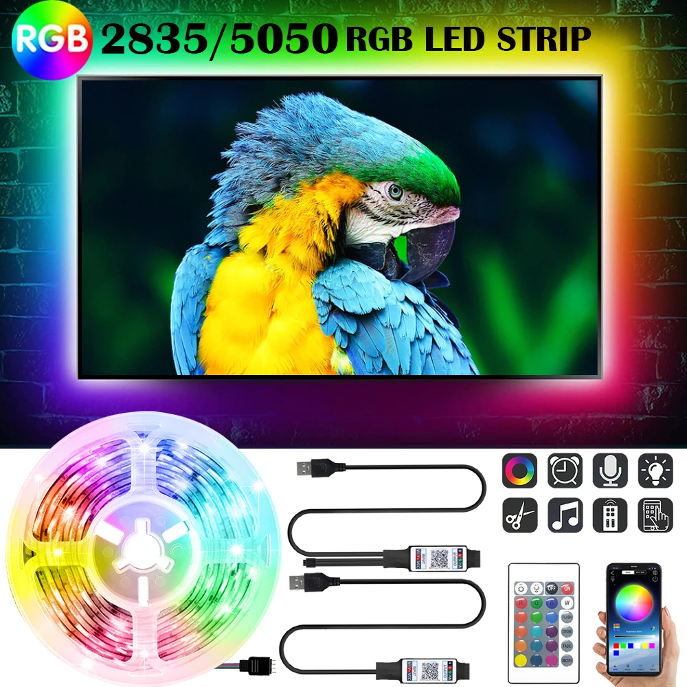 Bluetooth APP светодиодный светильник полоски 5050 2835 RGB 5V USB Инфракрасный контроллер