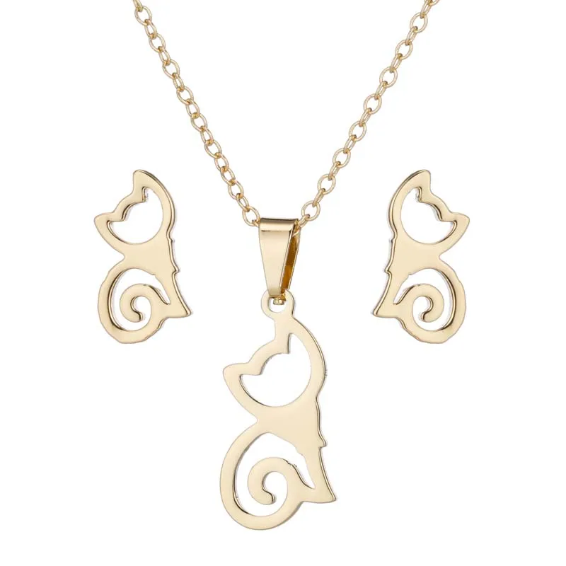 Женское Ожерелье SMJEL кулон с милым котом ожерелье из нержавеющей стали цепочка на