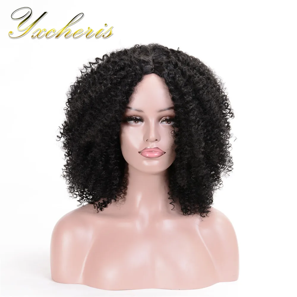 YXCHERISHAIR короткие Синтетические афро кудрявые парики Высокая температура волокна