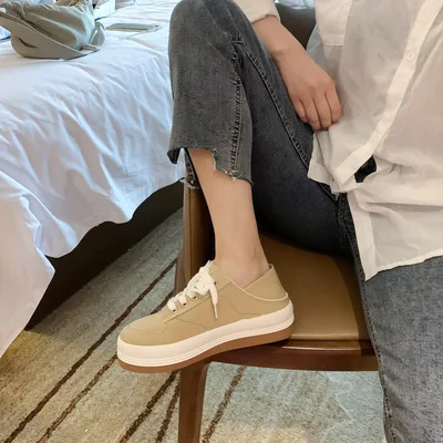 

Thick-soled children's canvas shoes Korean version of ins retro toe shoes candy color all kinds of casual shoes walking shoes