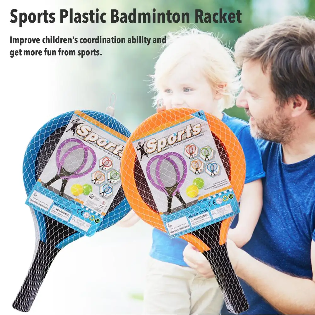 

1 Pair Children's Badminton Racket Set Plastic Tennis Racket Outdoor Leisure Activity Toys Kids Gifts For Parent-child Sports