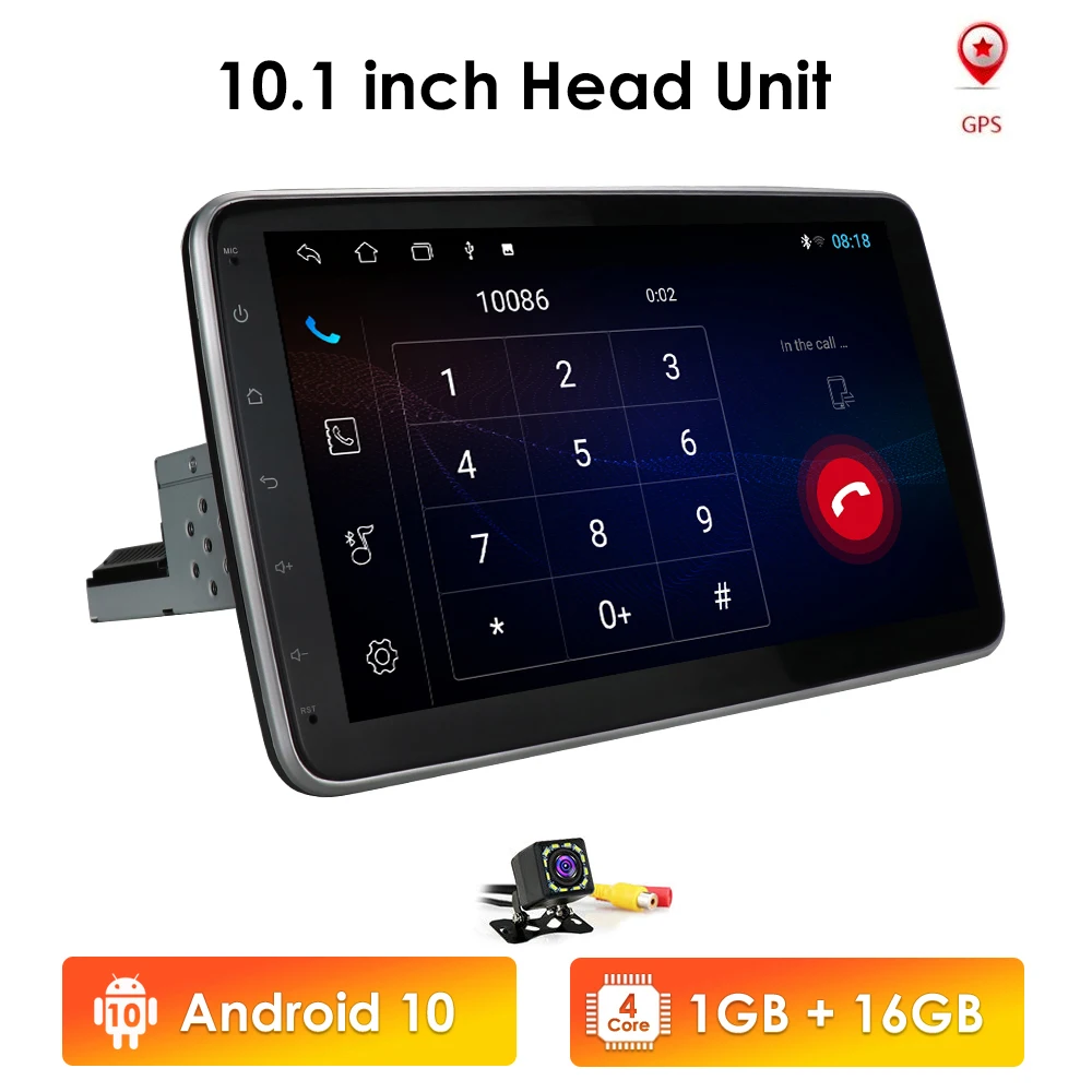 

Автомобильный мультимедийный проигрыватель, 1 DIN, Android 10, 4 ядра, GPS-навигация, 10,1 дюйма, универсальный автомобильный радиоприемник, Wi-Fi, Bluetooth, ...